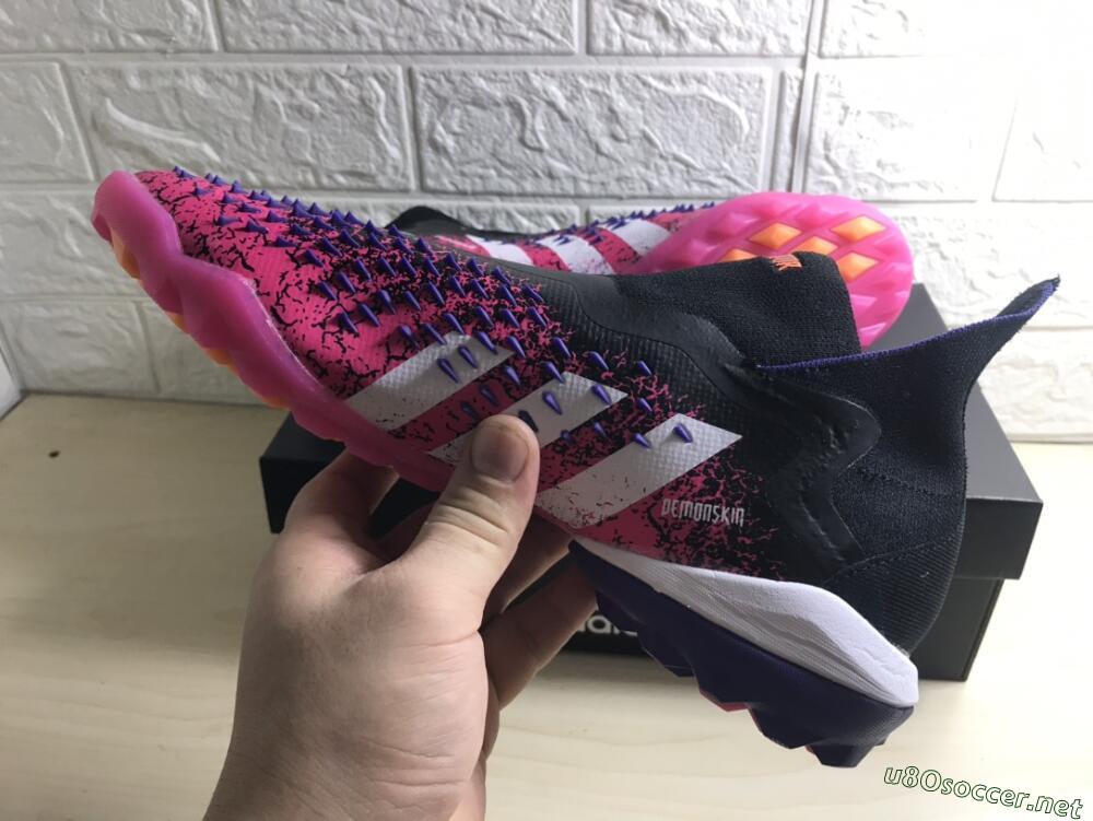 Men's Adidas Predator Freak+ TF Football Shoes - Black/Purple/Pink
