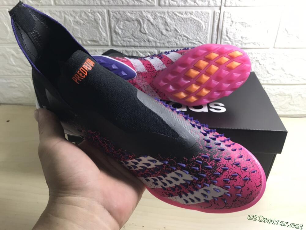 Men's Adidas Predator Freak+ TF Football Shoes - Black/Purple/Pink