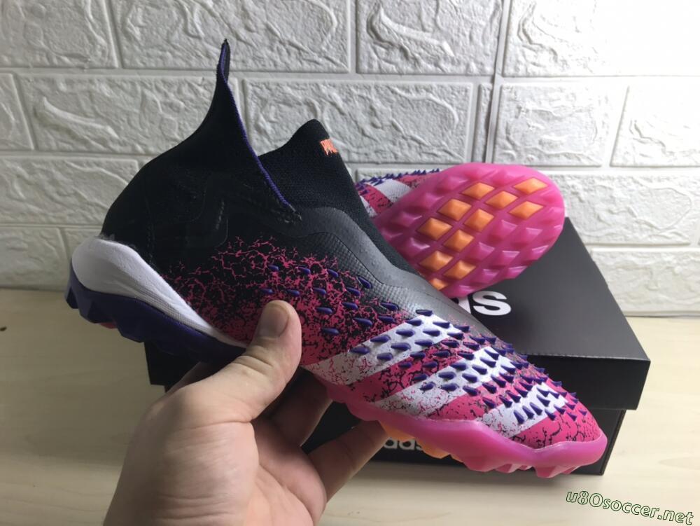 Men's Adidas Predator Freak+ TF Football Shoes - Black/Purple/Pink