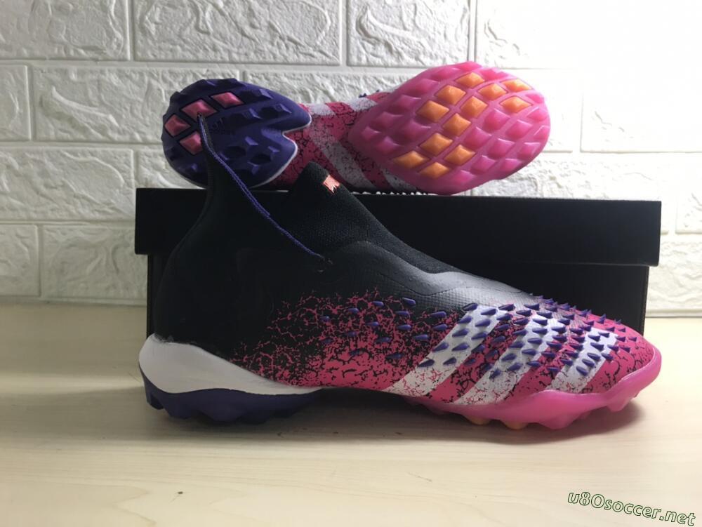 Men's Adidas Predator Freak+ TF Football Shoes - Black/Purple/Pink