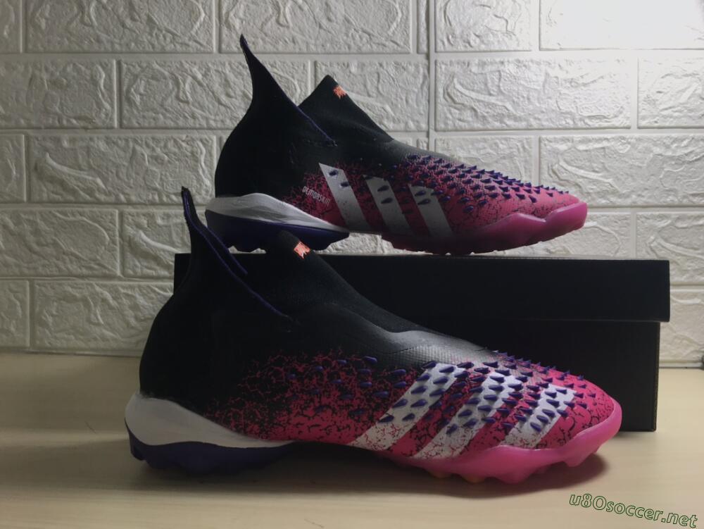 Men's Adidas Predator Freak+ TF Football Shoes - Black/Purple/Pink