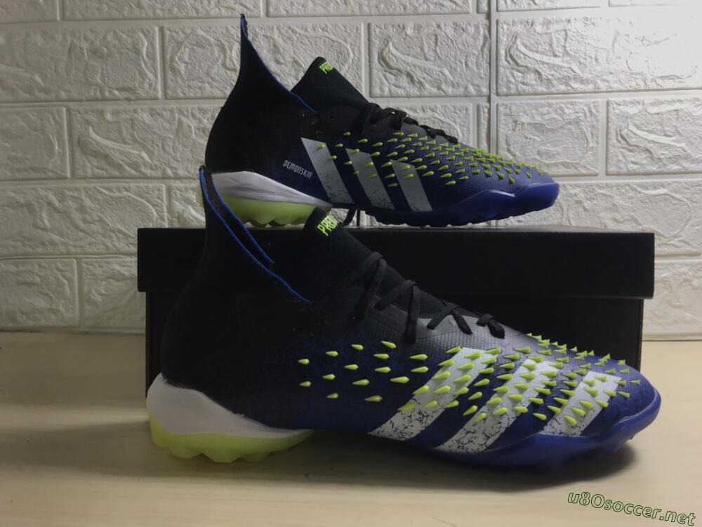 Men's Adidas Predator Freak+ TF Football Shoes - Black/Blue/Green