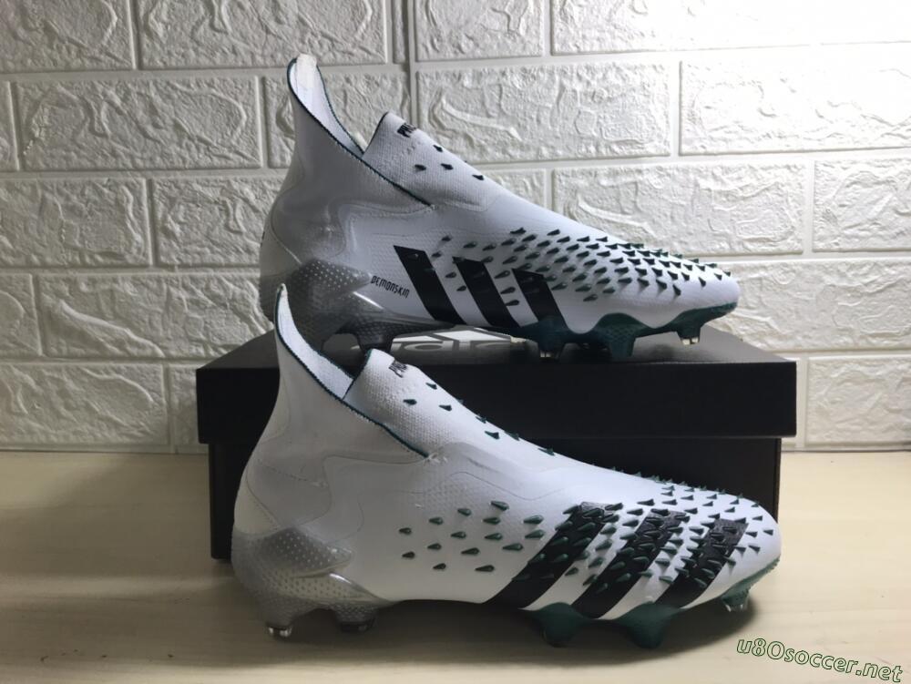 Unisex Adidas Predator Freak+ FG Football Boots - White/Black/Green