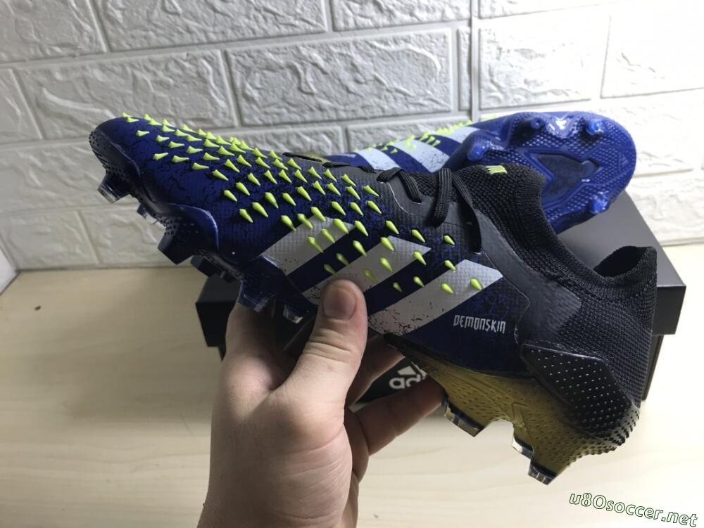 Men's Adidas Predator Freak.1 Low FG Football Boots - Black/Blue/Green
