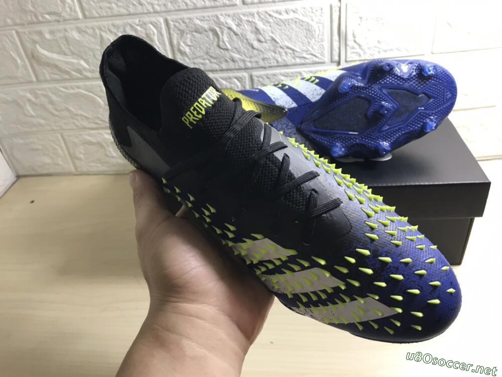 Men's Adidas Predator Freak.1 Low FG Football Boots - Black/Blue/Green
