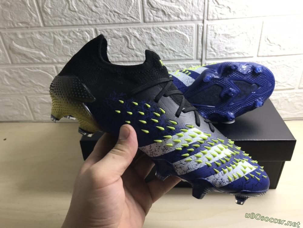 Men's Adidas Predator Freak.1 Low FG Football Boots - Black/Blue/Green
