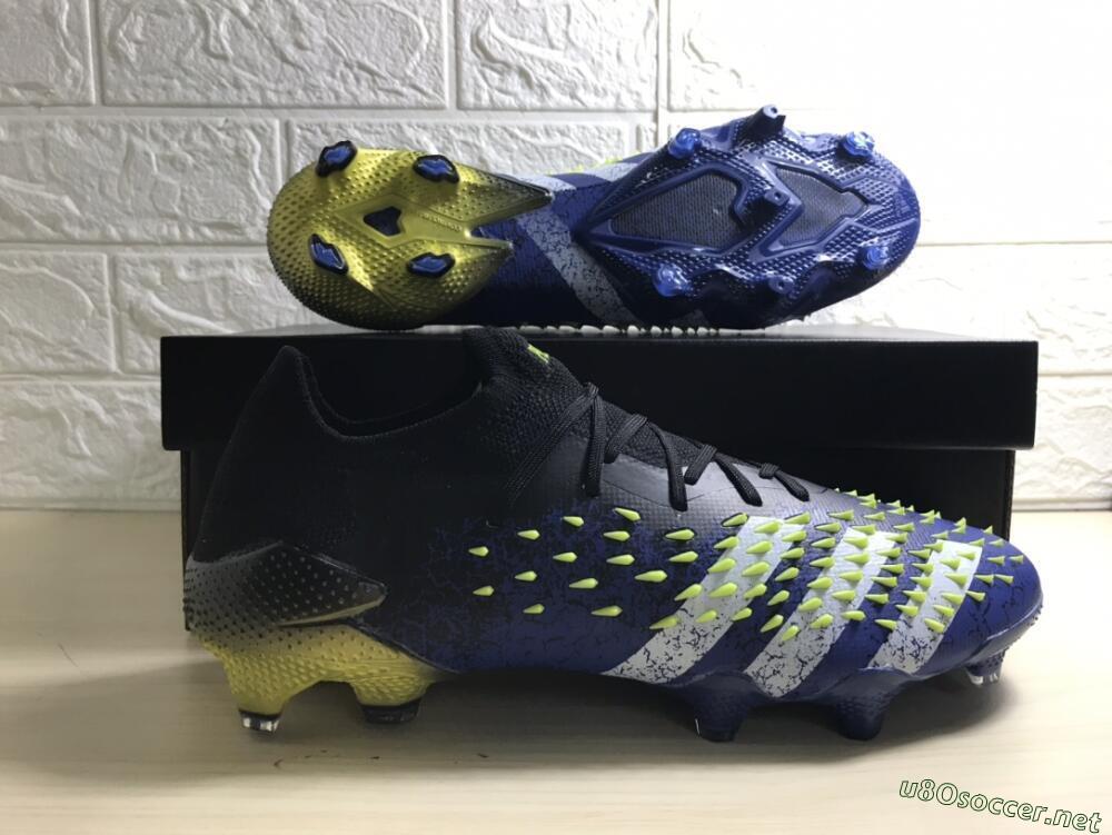 Men's Adidas Predator Freak.1 Low FG Football Boots - Black/Blue/Green