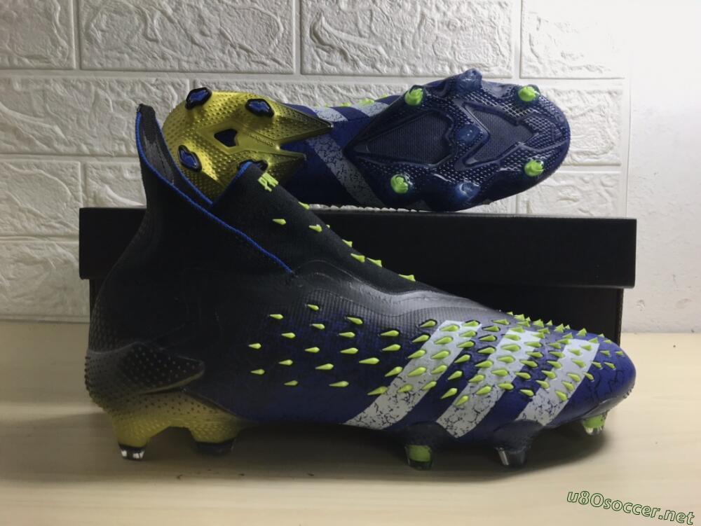 Unisex Adidas Predator Freak+ FG Football Boots - Black/White/Blue