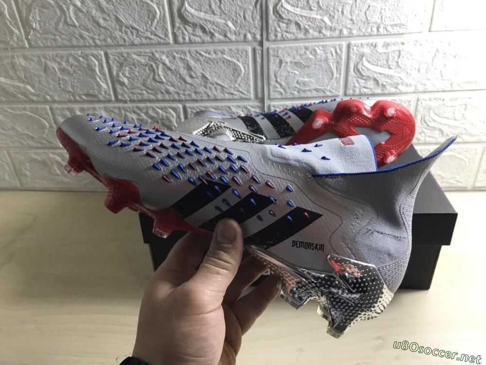 Men's Adidas Predator Freak+ FG Football Boots - Silver/Black/Blue/Red