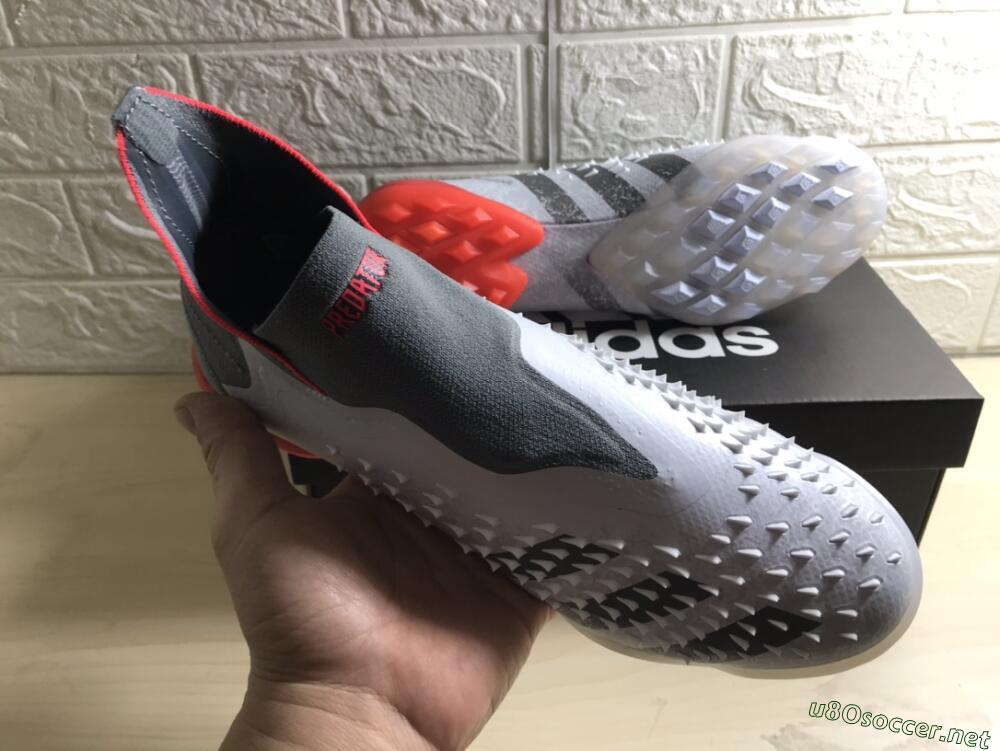 Men's Adidas Predator Freak+ TF Football Shoes - White/Grey/Red