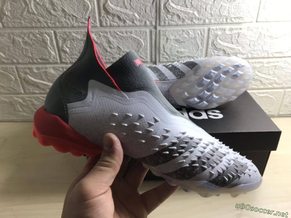 Men's Adidas Predator Freak+ TF Football Shoes - White/Grey/Red