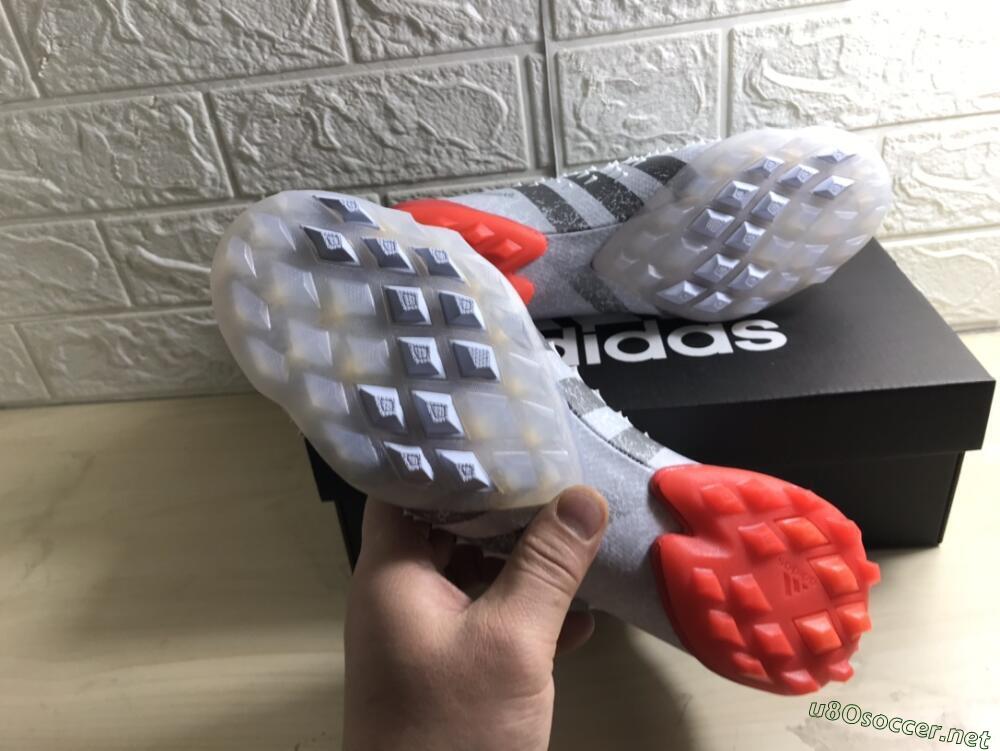 Men's Adidas Predator Freak+ TF Football Shoes - White/Grey/Red