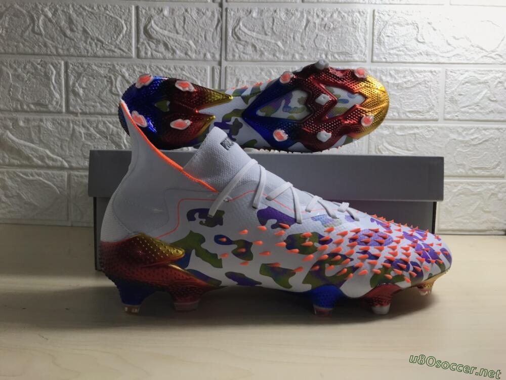 Men's Adidas Predator Freak.1 FG Football Boots - White/Rainbow