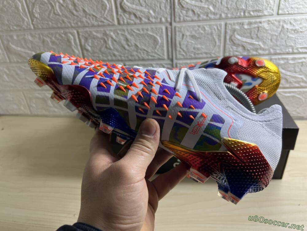 Unisex Adidas Predator Freak.1 Low FG Football Boots - White/Blue/Orange/Gold