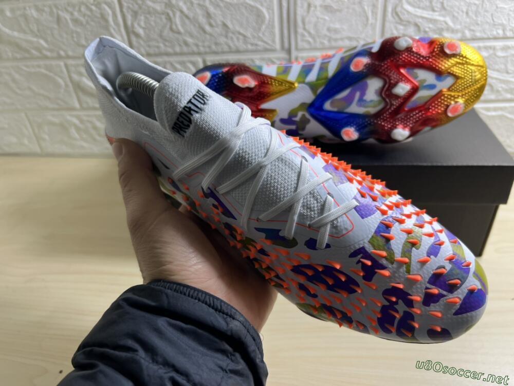 Unisex Adidas Predator Freak.1 Low FG Football Boots - White/Blue/Orange/Gold