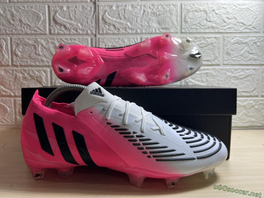 Men's Adidas Predator Edge.1 FG Football Boots - White/Pink