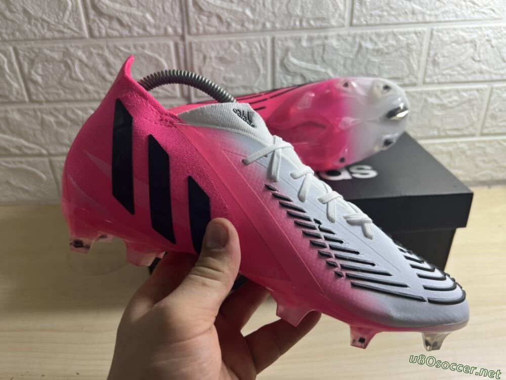 Men's Adidas Predator Edge.1 Low FG Football Boots - White/Pink