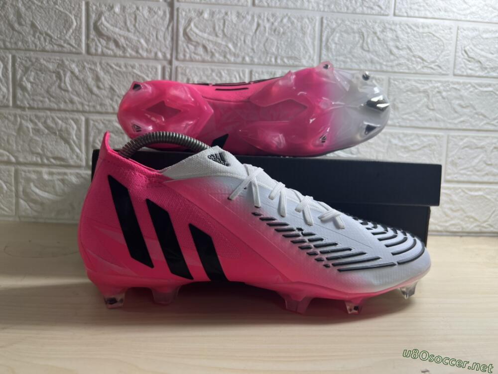 Men's Adidas Predator Edge.1 Low FG Football Boots - White/Pink