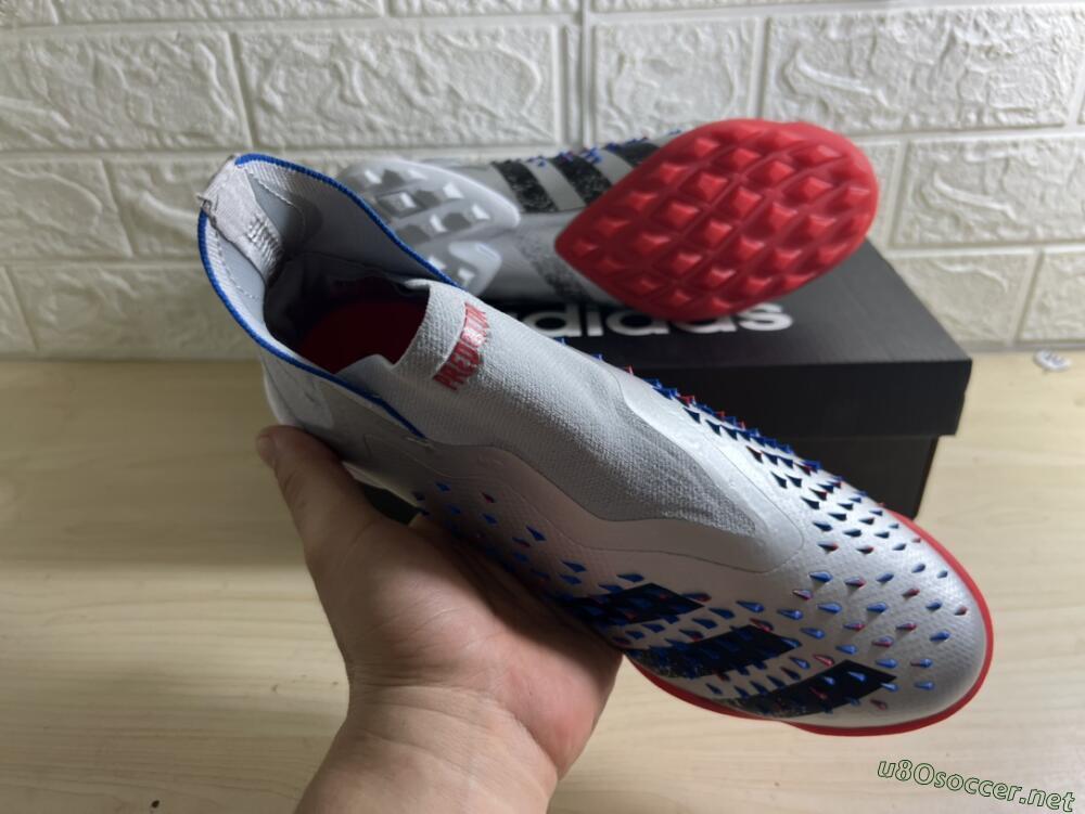 Unisex Adidas Predator Freak+ TF Football Shoes - Silver/Blue/Red