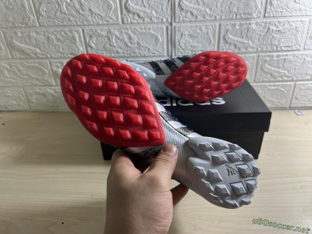 Unisex Adidas Predator Freak+ TF Football Shoes - Silver/Blue/Red