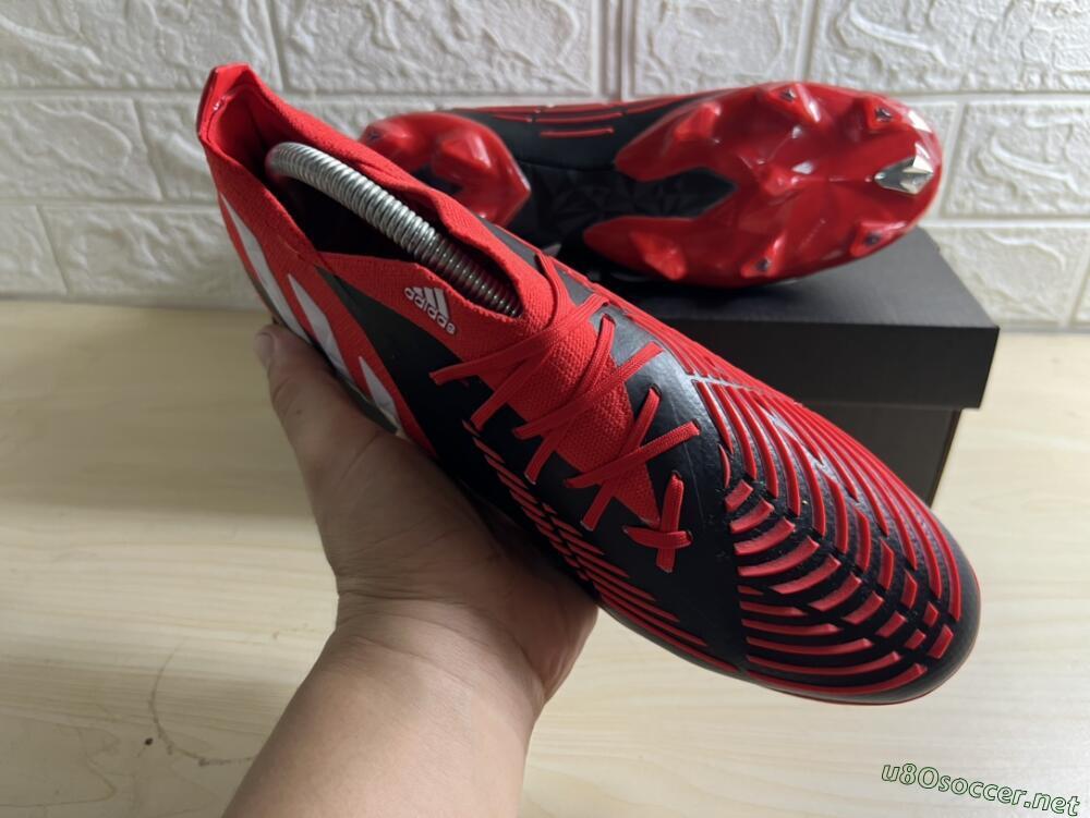 Men's Adidas Predator Edge Geometric.1 FG Football Boots - Red/Black/White