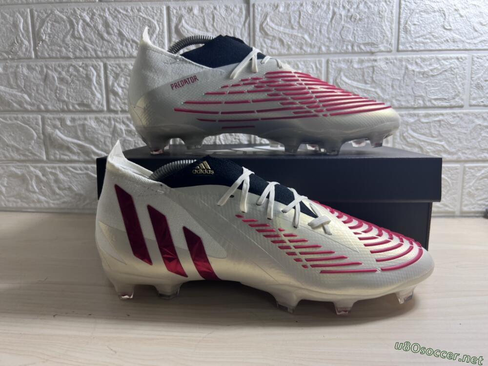 Men's Adidas Predator Edge.1 Low FG Football Boots - White/Red