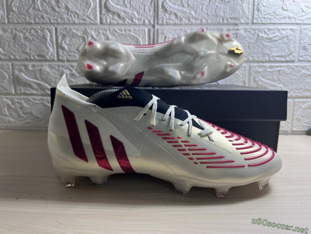 Men's Adidas Predator Edge.1 Low FG Football Boots - White/Red