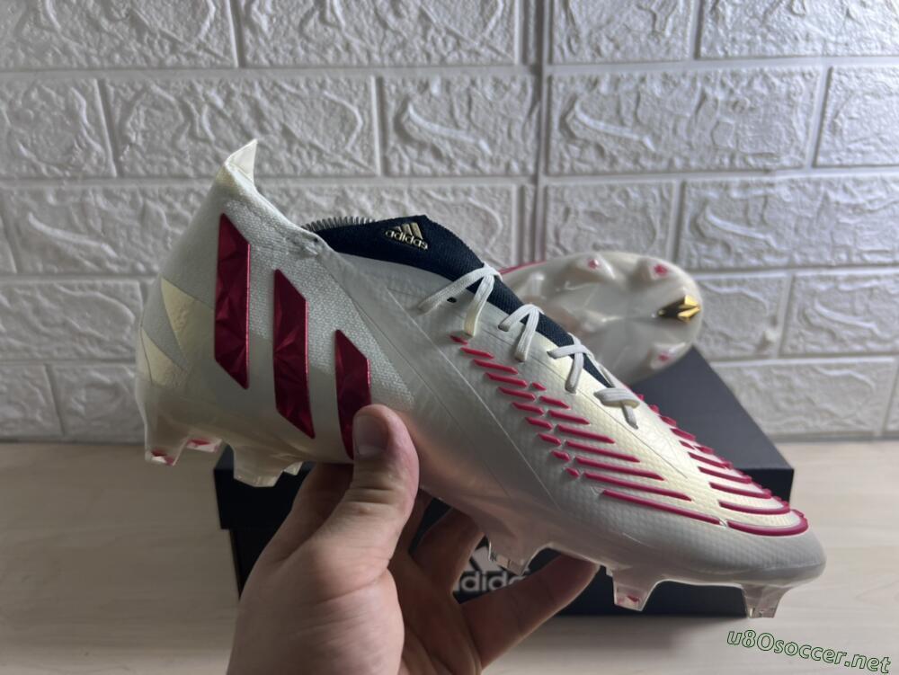 Men's Adidas Predator Edge.1 Low FG Football Boots - White/Red