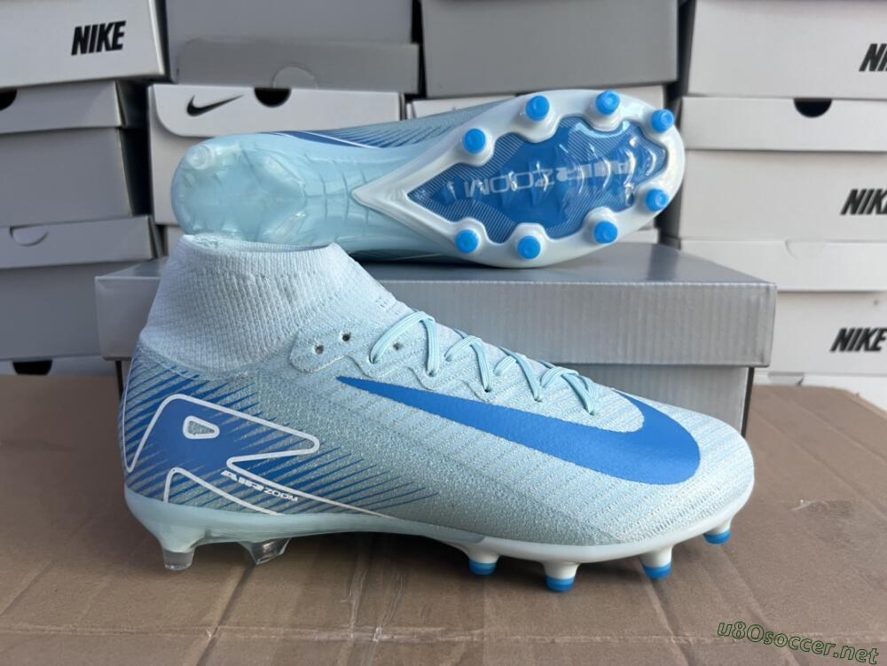 Unisex Nike Air Zoom Mercurial Superfly 10 Elite AG Football Boots - Jade/Beige/Blue
