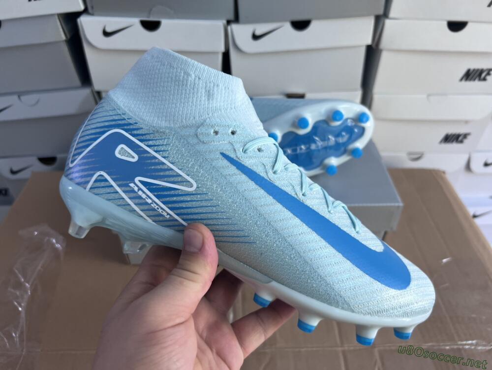 Unisex Nike Air Zoom Mercurial Superfly 10 Elite AG Football Boots - Jade/Beige/Blue