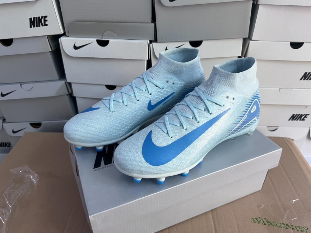 Unisex Nike Air Zoom Mercurial Superfly 10 Elite AG Football Boots - Jade/Beige/Blue