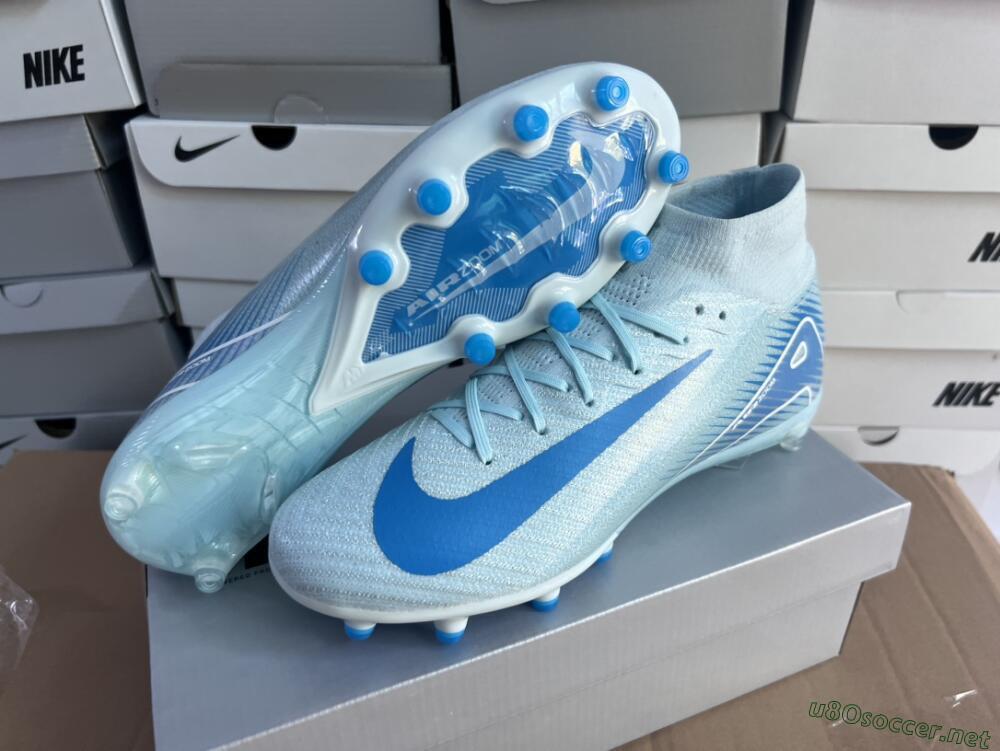 Unisex Nike Air Zoom Mercurial Superfly 10 Elite AG Football Boots - Jade/Beige/Blue