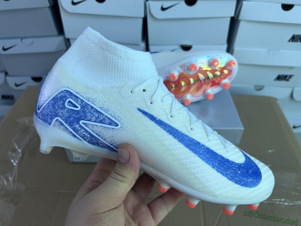 Unisex Nike Air Zoom Mercurial Superfly 10 Elite AG Football Boots - Beige/Blue