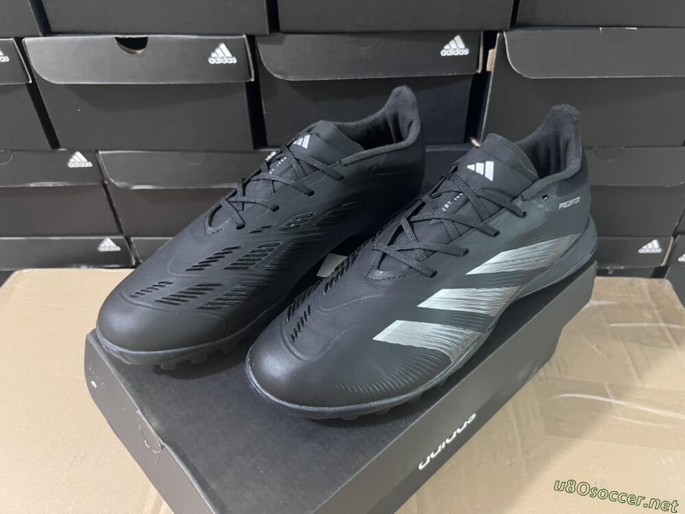 Men's Adidas Predator 24 Elite TF Football Shoes - Black/Silver/Black