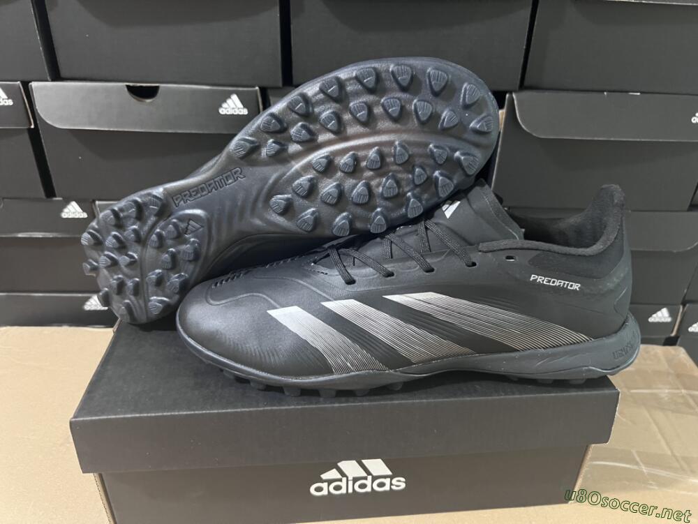 Men's Adidas Predator 24 Elite TF Football Shoes - Black/Silver/Black