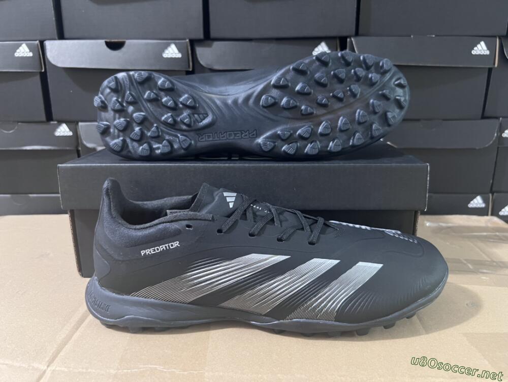 Men's Adidas Predator 24 Elite TF Football Shoes - Black/Silver/Black