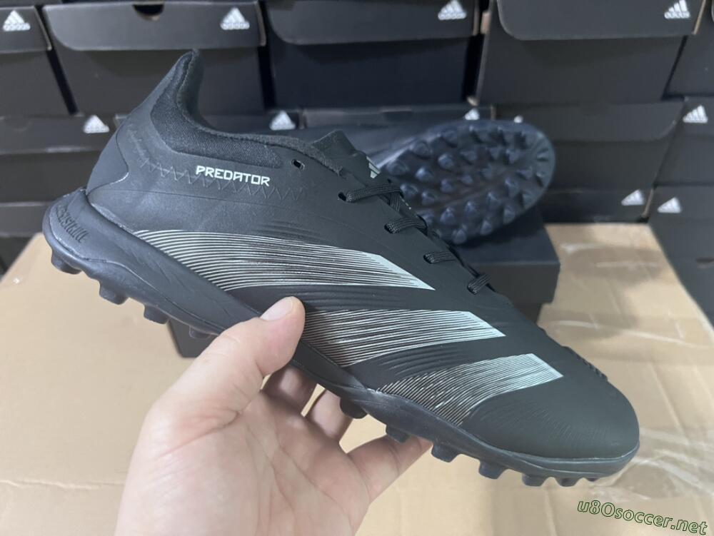 Men's Adidas Predator 24 Elite TF Football Shoes - Black/Silver/Black