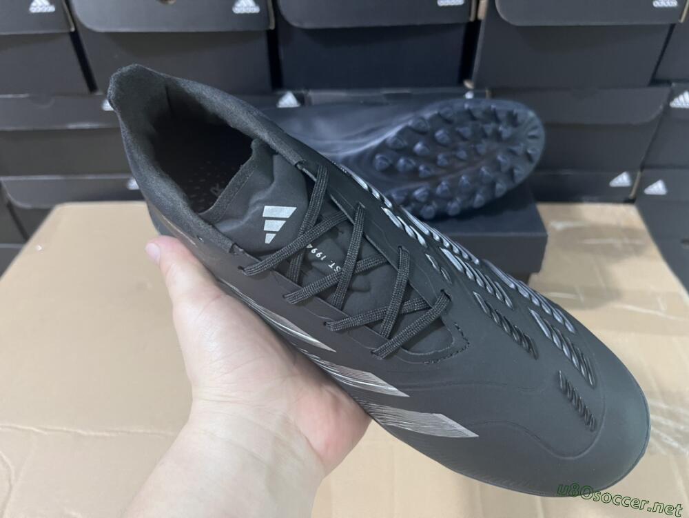 Men's Adidas Predator 24 Elite TF Football Shoes - Black/Silver/Black