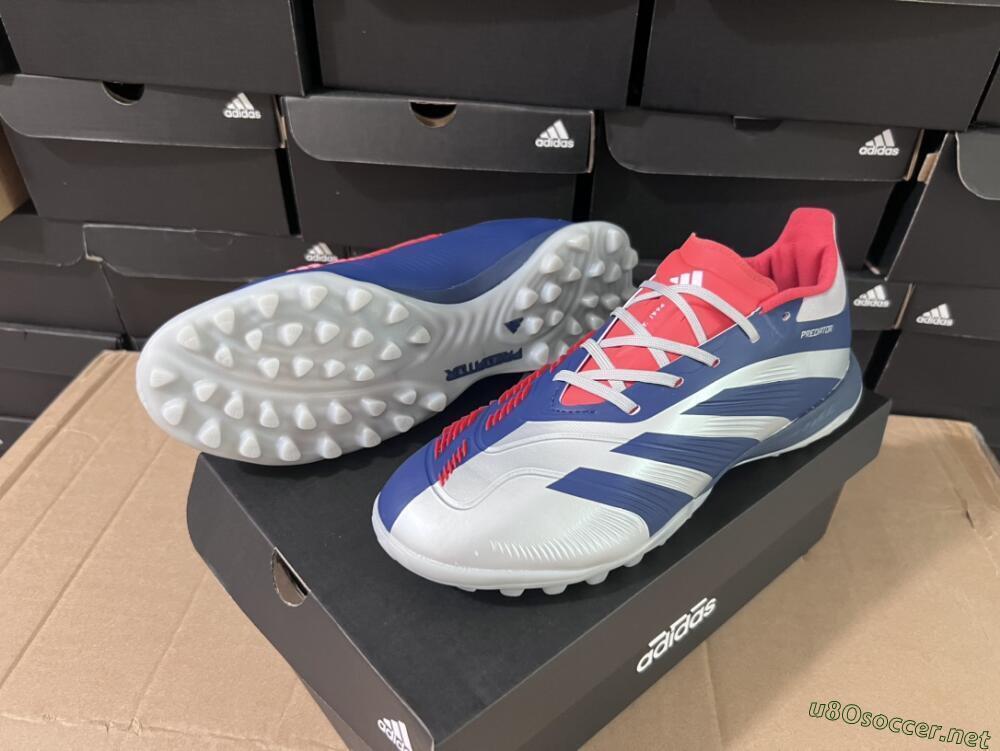 Unisex Adidas Predator 24 Elite TF Football Shoes - Silver/Blue/Red