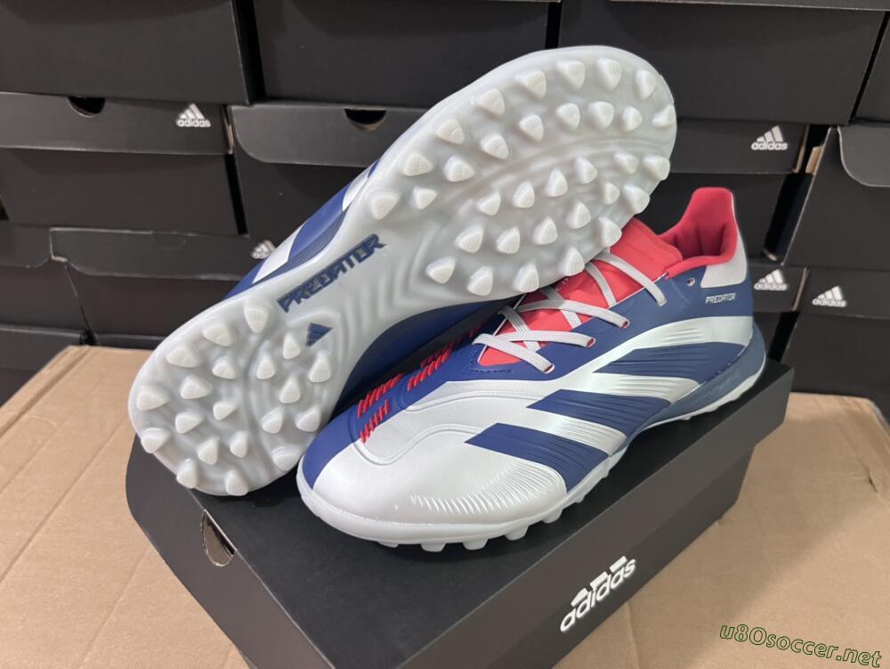 Unisex Adidas Predator 24 Elite TF Football Shoes - Silver/Blue/Red