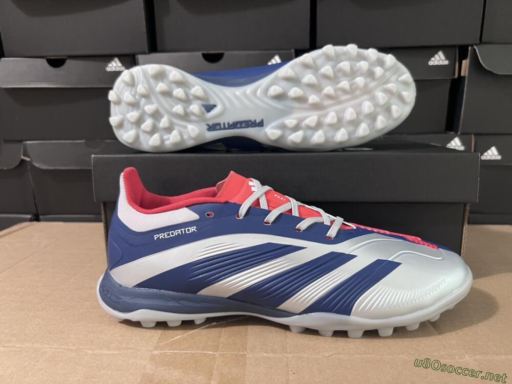 Unisex Adidas Predator 24 Elite TF Football Shoes - Silver/Blue/Red