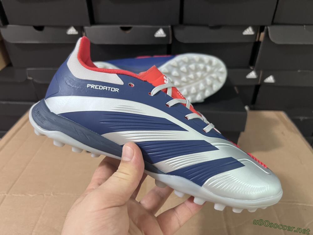 Unisex Adidas Predator 24 Elite TF Football Shoes - Silver/Blue/Red