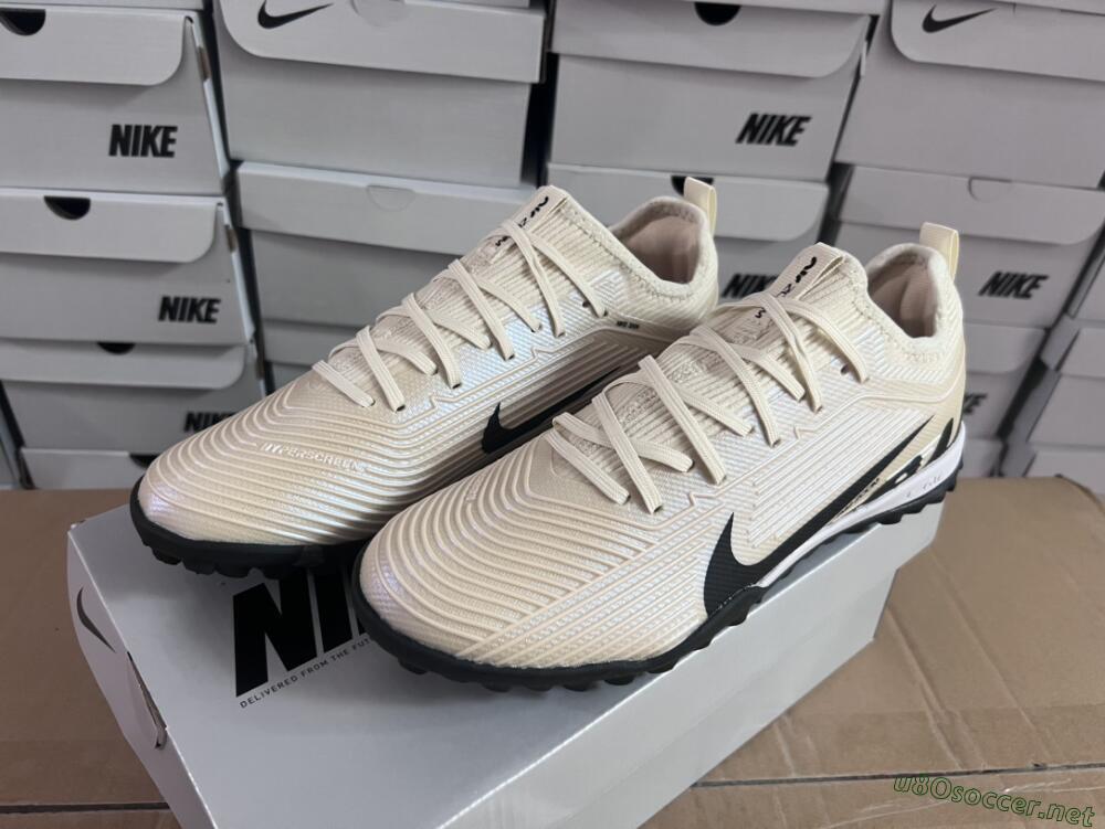 Unisex Nike Air Zoom Mercurial Vapor 15 Elite TF Football Shoes - Beige/Black/White