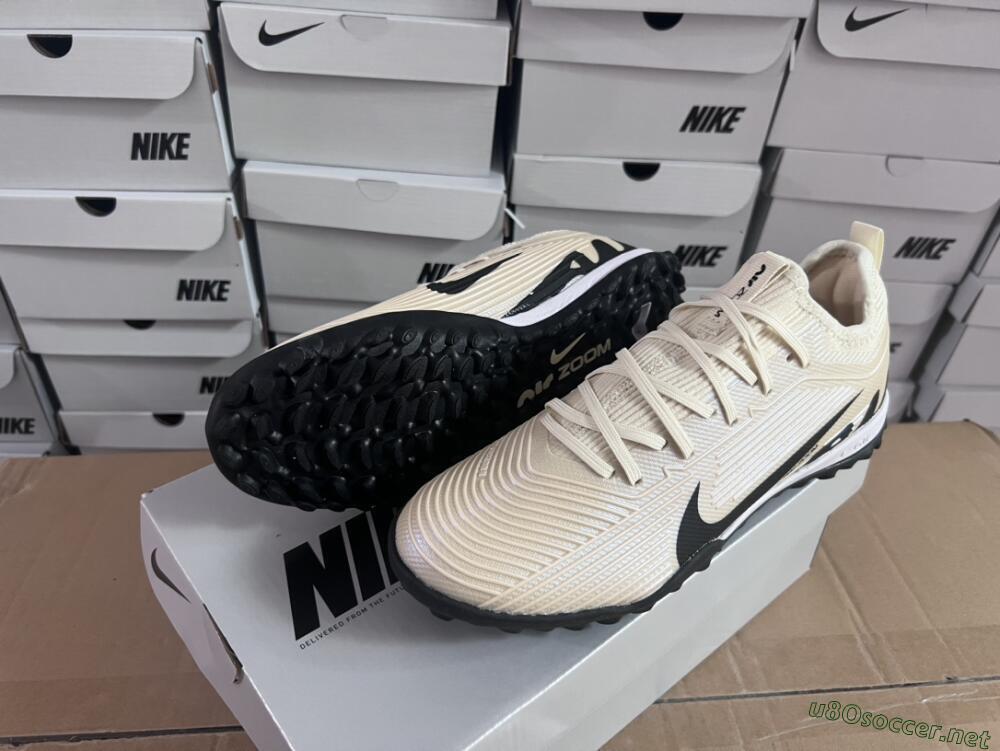 Unisex Nike Air Zoom Mercurial Vapor 15 Elite TF Football Shoes - Beige/Black/White