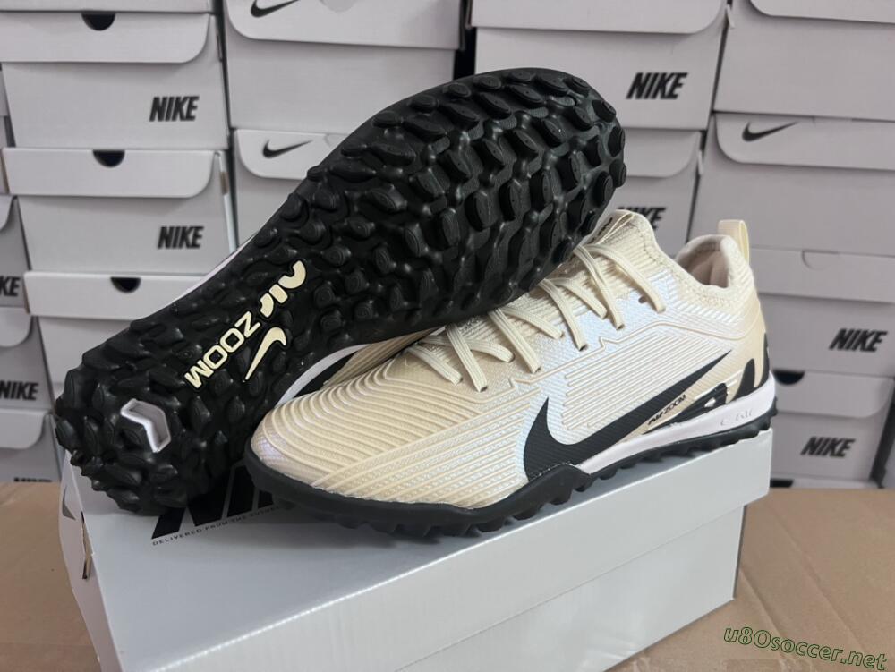 Unisex Nike Air Zoom Mercurial Vapor 15 Elite TF Football Shoes - Beige/Black/White