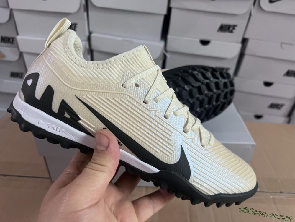 Unisex Nike Air Zoom Mercurial Vapor 15 Elite TF Football Shoes - Beige/Black/White