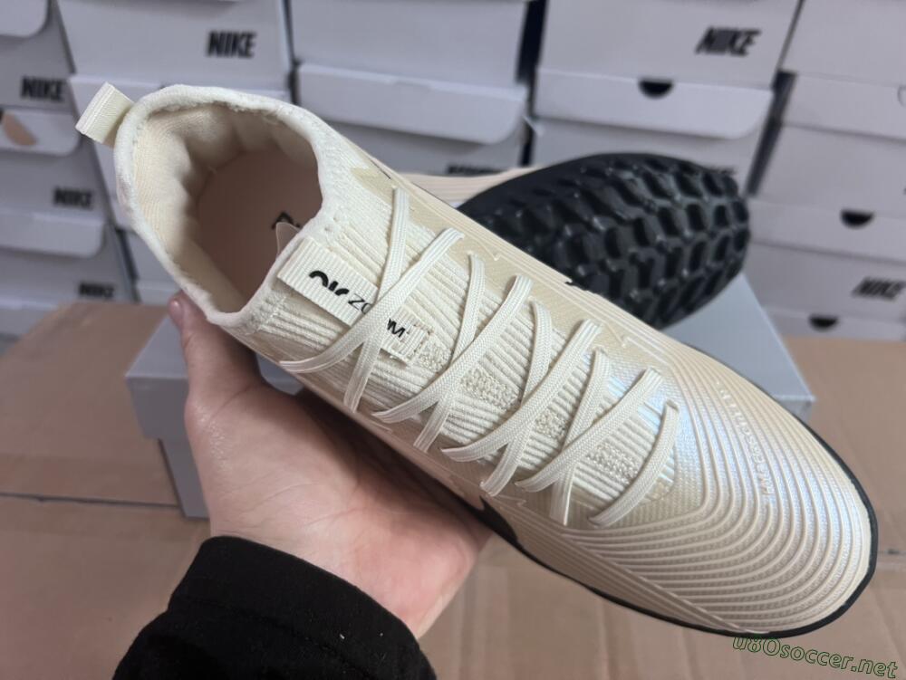 Unisex Nike Air Zoom Mercurial Vapor 15 Elite TF Football Shoes - Beige/Black/White