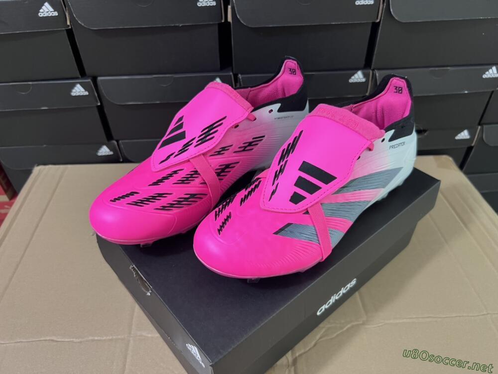Men's Adidas Predator Elite Foldover Tongue FG Football Boots - Pink/Grey/White