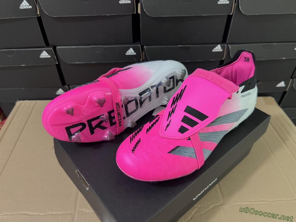 Men's Adidas Predator Elite Foldover Tongue FG Football Boots - Pink/Grey/White