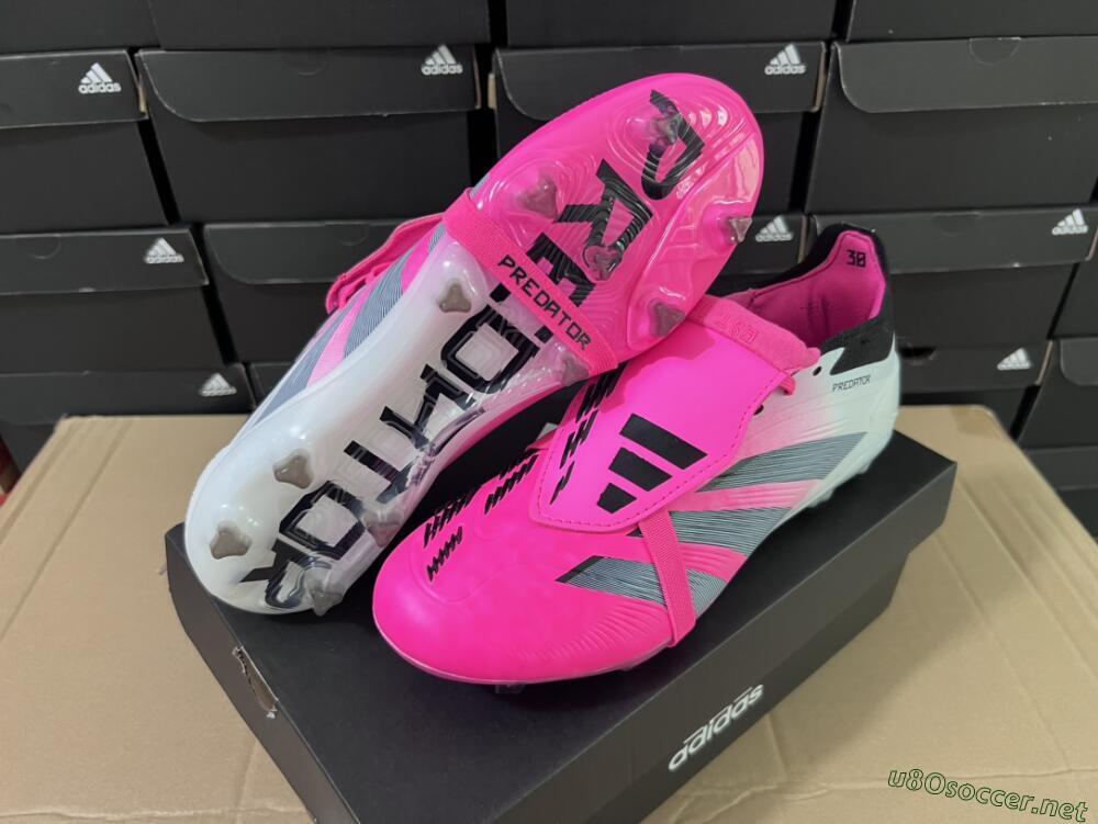 Men's Adidas Predator Elite Foldover Tongue FG Football Boots - Pink/Grey/White